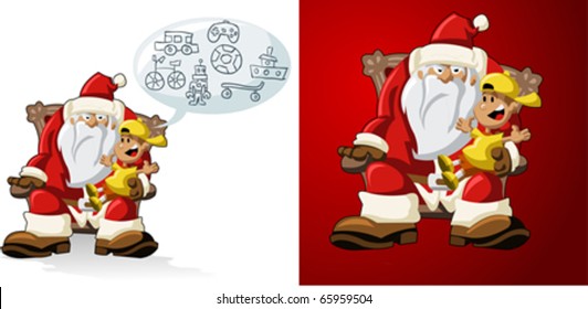 Santa-Claus in Seated with kid in his lap on Christmas Time