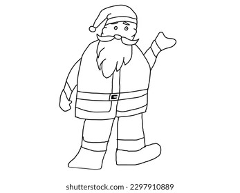 santaclaus stand welcome for kid coloring book cartoon icon vector and illustration