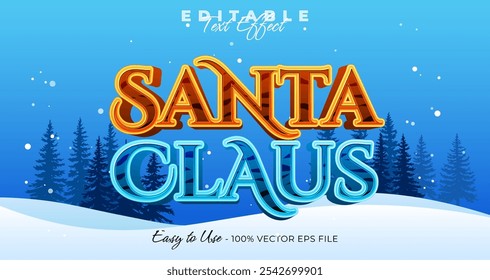 Santaclaus text effect, 3d christmas typography template graphic style