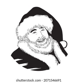 santaclaus vector illustration potrait art black and white