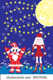 santa-klaus and the snow girl