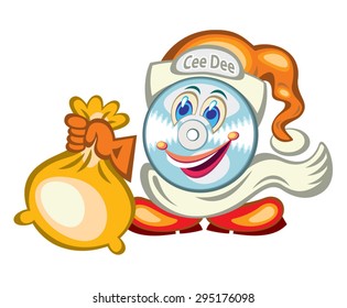 Santa-like CD-face cartoon character