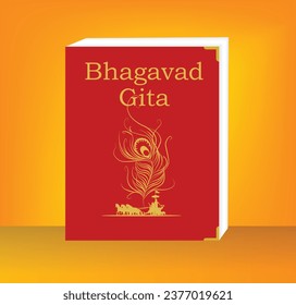 Santana dharma religious book Shreemad Bhagwat Geeta vector illustration