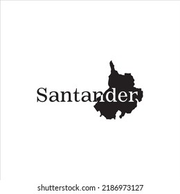 Mapa de Santander y diseño de letras negras sobre fondo blanco