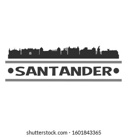 Santander Spain City Travel. City Skyline. Silhouette City. Design Vector. Famous Monuments.