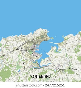 Santander,  Spain map poster art