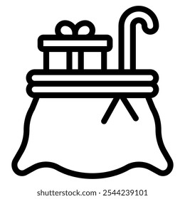Santa's Bag christmas vector icon illustration