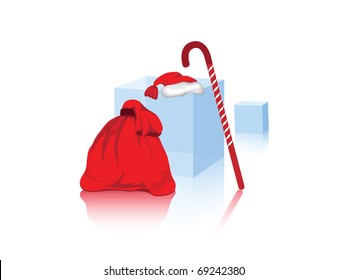  Santa`s bag with the gifts against the white background