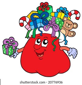 Santas bag with gifts - vector illustration.