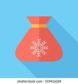 Santa's bag icon . Flat design style modern vector illustration. Isolated on stylish color background. Flat long shadow icon. Elements in flat design.