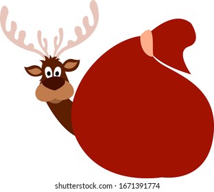 Santas bag, illustration, vector on white background.