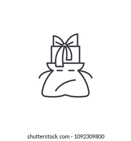 Santa's bag linear icon concept. Santa's bag line vector sign, symbol, illustration.