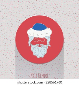 Santa's beard, mustache, glasses and hat drawn in flat design style