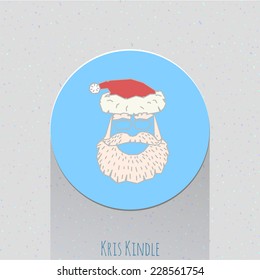 Santa's beard, mustache and hat drawn in flat design style