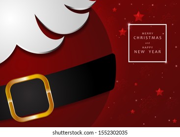 Santa's Belt and Beard. Abstract Christmas and New Year background vector illustration.