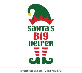 Santa's big helper T-shirt, Funny Christmas, Commercial Use, Holiday T-shirt, Retro Shirt, December, Christmas Sayings Quotes, Winter Shirt, Cut Files Cricut, Silhouette