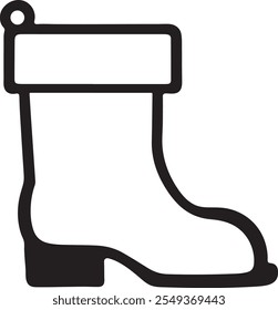 
Santa's Boot Vector Art Silhouette Santa's Boot Line Art