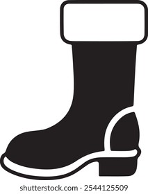 Santa's Boot Vector Silhouette Art