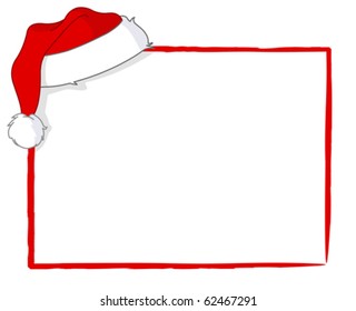 Santa's cap hanging on a blank card