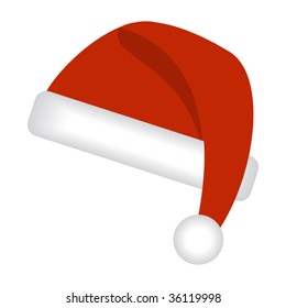 Santas cap isolated on a white background. Vector illustration.