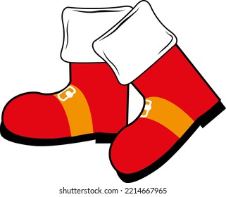 Santa's Christmas boots. New Year. On a white background. For your design.