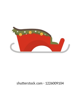 Santa's Christmas Sleigh color vector icon. Flat design