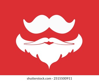 Santa's Classic Look: Beard, Moustache, and Hat Design