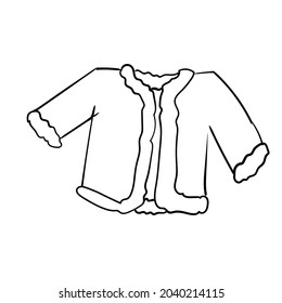 Santa's clothes. Jacket or fur coat. Christmas decor in doodle style. Vector illustration isolated on white background.