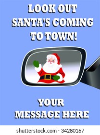 Santa's Coming to Town Poster - Vector Illustration