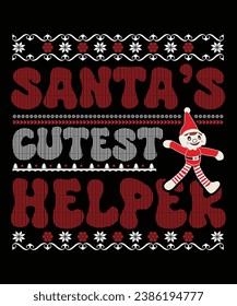 SANTA'S CUTEST HELPER TSHIRT DESIGN