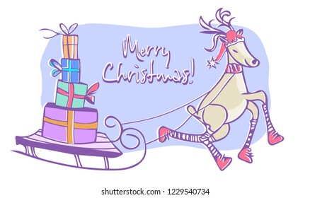 Santas Deer with Sleigh.
