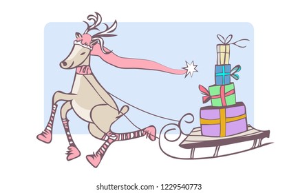 Santas Deer with Sleigh.