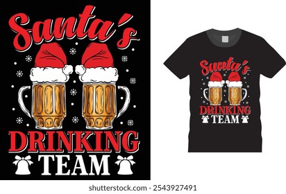 Santa's Drinking Team, Christmas Day, t-shirt design.
Unique And Colorful Christmas Day T shirt design, vector, template ready for print.