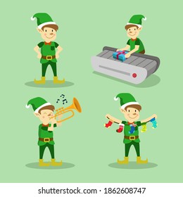 Santa's elf helper vector style character collection pack
