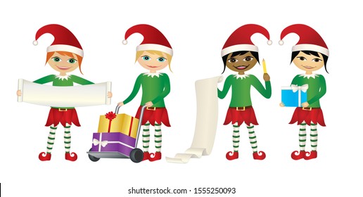 Santa's elves- Cute little girls in Christmas elf costumes