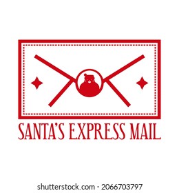 Santa's express mail - round stamp design for letters or gifts. Christmas decorative element for handmade gifts. Vector illustration on white background