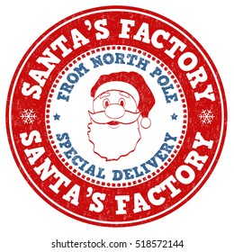 Santa's factory grunge rubber stamp on white background, vector illustration