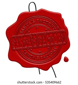 Santa's Factory red wax seal isolated on white background, vector illustration