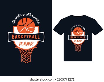 Santa's Favorite Basketball Player illustrations for print-ready T-Shirts design