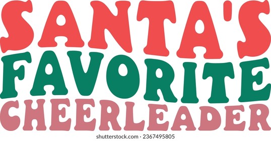 Santa's Favorite Cheerleader Retro Christmas Gift T-shirt Design