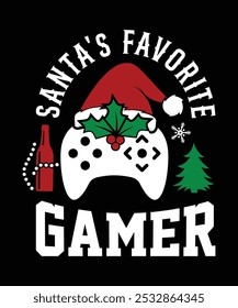 
SANTA'S FAVORITE GAMER VECTOR TSHIRT DESIGN