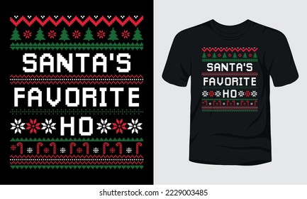 "Santa's favorite ho" Christmas sweater design