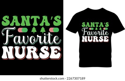 Santa's favorite nurse, Nurse t-shirt design, Nurse day, Vector,  graphic, typography, template, nurse t-shirt vector design template, doctor, Medical element,  