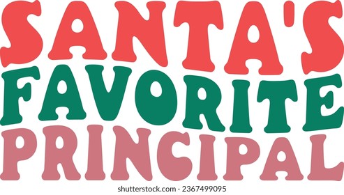 Santa's Favorite Principal Retro Christmas Principal Gift T-shirt Design