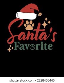 Santa's favorite Retro Christmas Dog Lovers T shirt Design