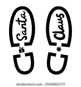 Santa's Foot prints silhouette vector illustration