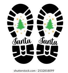 Santa's Foot prints vector illustration 