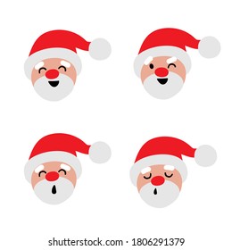 santas four faces on the white background