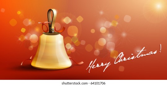 Santa's gold Christmas bell postcard