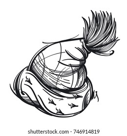 Santa's hat is a contour drawing.